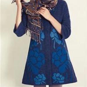 Anthropologie Splenda Vinca Ruby24 Gray and Blue Sweatercoat